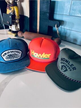 Howler Brothers Rope Snapback Hats - Lot of 3 - Blue / Orange / Green
